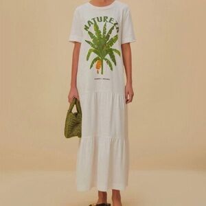FARM Rio Natureza white maxi tshirt dress